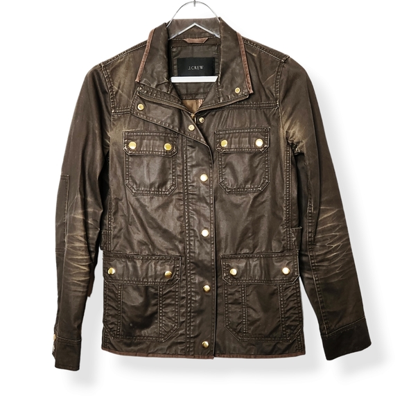 J. Crew Women's Downtown Field Jacket Cotton Brown Full Zip Size - Picture 2 of 9